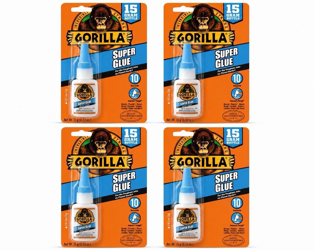 4 PACK Gorilla Glue Instant Adhesive, Super Glue Impact Tough Series, Clear,